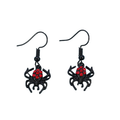 Punk Red Rhinestone Spider Earrings / Halloween Jewelry / Gothic Accessories