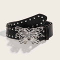 Punk Butterfly Buckle Rivet Pu Leather Belt
