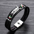Punk Jesus Suffering Leather Woven Stainless Steel Bracelet