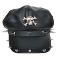 Punk Rivet Skull Pu Leather Newsboy Cap