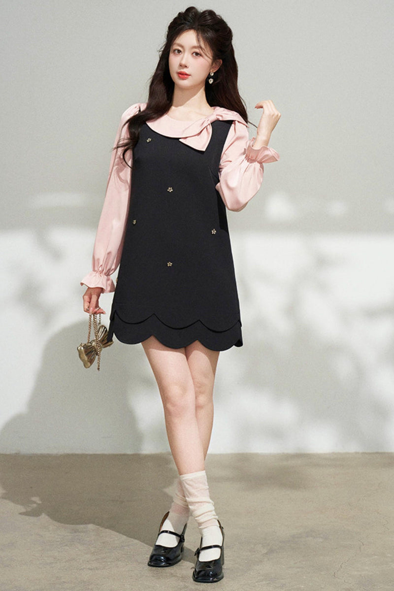 Black and Pink Patchwork Dress
