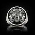 Saber Toothed Tiger Skulls Sterling Silver Ring