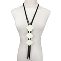 Square Wood Pendant Necklaces for / Elasticity Rubber Long Necklace / Clothes Accessories