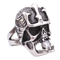 Stainless Steel Anarchy Skull Ring / Gothic Jewellery With Crystal