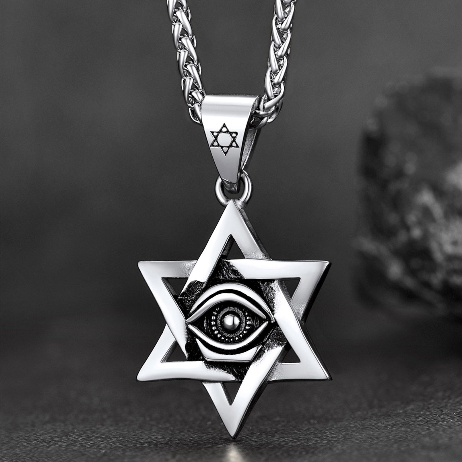 Star of David Necklace Pendant With Eye of God for