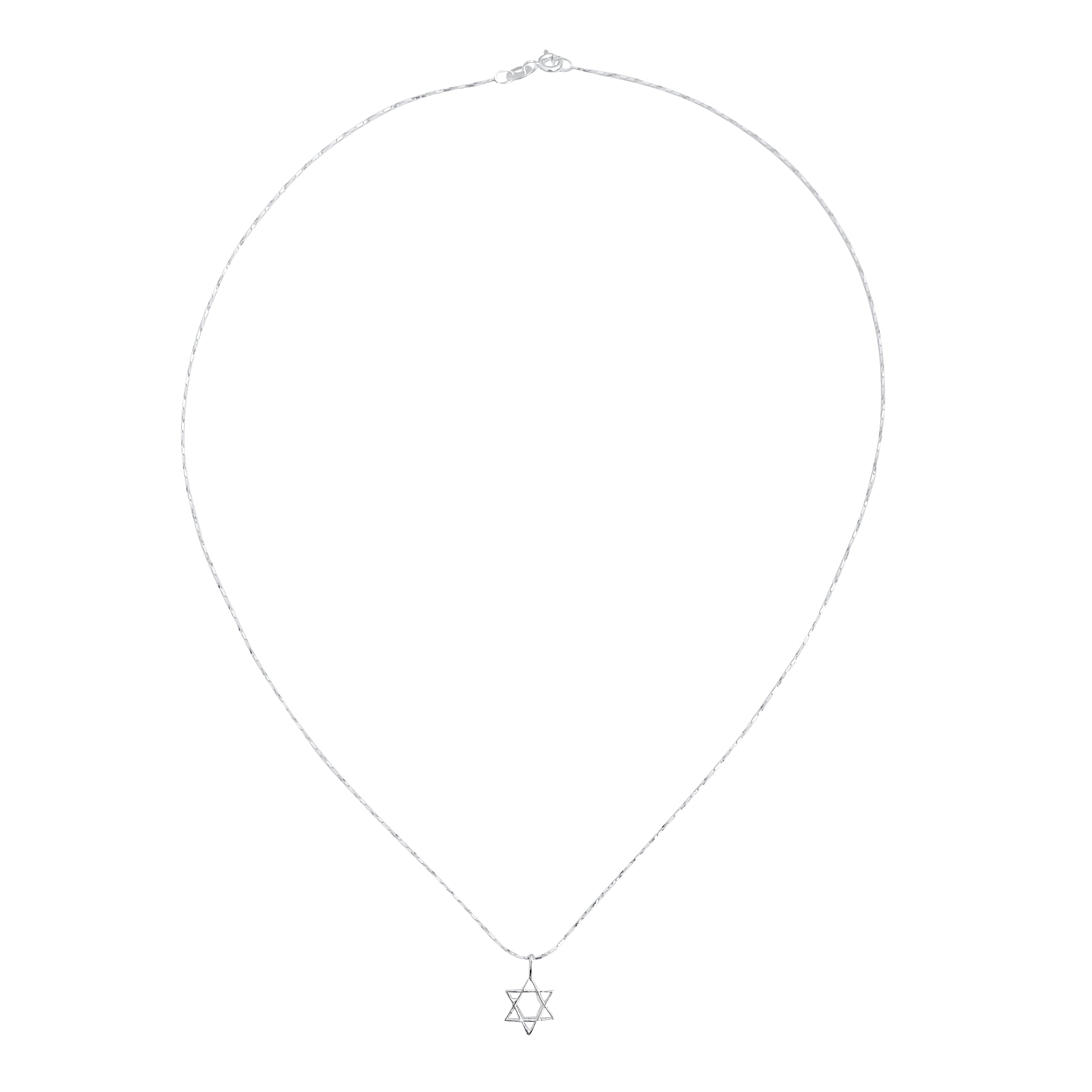Sterling Silver Mini Star of David Pendant on Silver Cable Chain Necklace, 18"