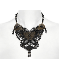 Steampunk Butterfly Necklace With Natural Stones and Lace