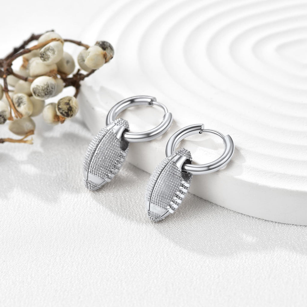 American Football Dangle Hoop Earrings for