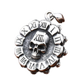 Steel Pendant of Round Cycle With Skull / Gothic Necklace / Alternative