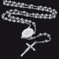 Catholic Virgin Mary Rosary Beads Cross Necklace Chain for