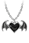 Stylish Black Demon Heart With Bat Wings Pendant