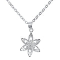 Sterling Silver Mini Cubic Zirconia Flower Pendant on Silver Cable Chain Necklace, 18" With Extender