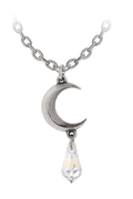 Tears of the Moon Silver Crescent Crystal Pendant