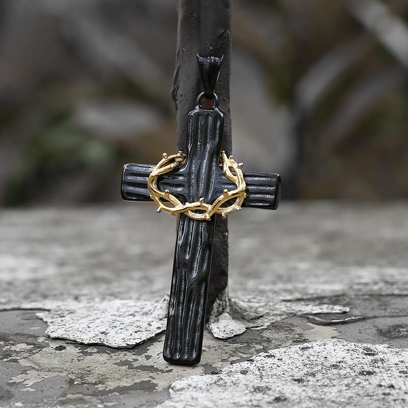 Thorn Cross Stainless Steel Christian Pendant