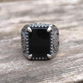 Tree of Life Onyx Stainless Steel Viking Ring