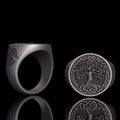 Tree of Life Viking Raven Sterling Silver Ring