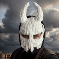 Two-tone Devil Knit Balaclava Hat