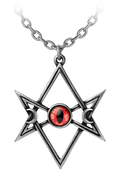 Unicursal Hex Pendant With Crescent Moons and Devil Eye