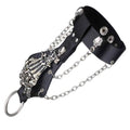 Cool Gothic Skeleton Hand Glove Chain Link Wristband Bangle Leather Bracelet