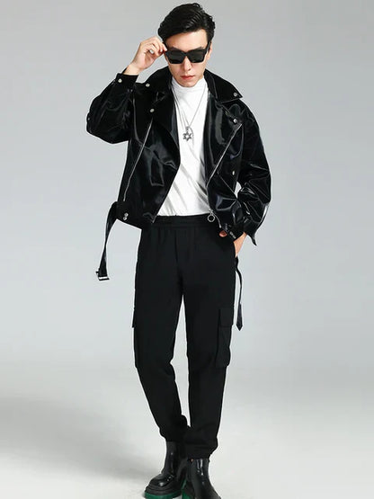 Shiny Leather Jacket Black