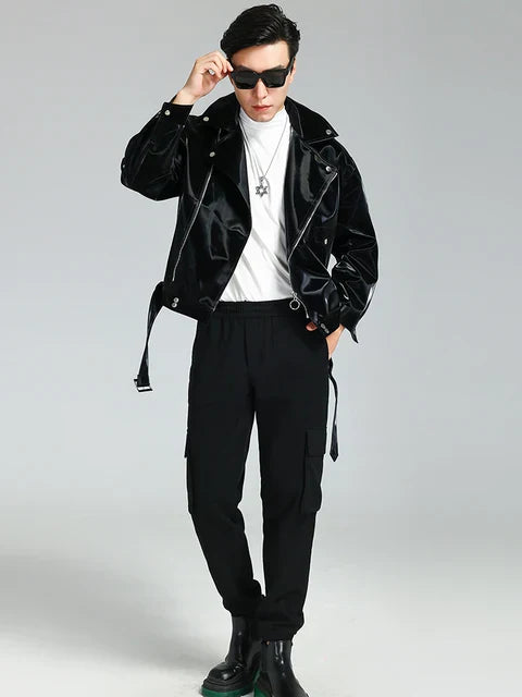 Shiny Leather Jacket Black