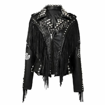 Rivets Leather Jacket