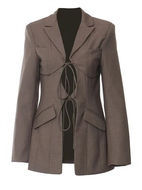 Hollow Out Blazer Brown