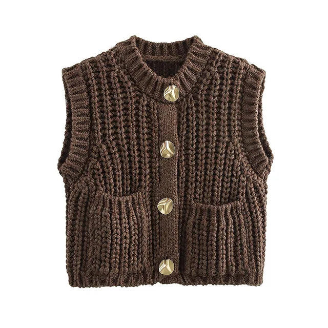 Knitted Vest Brown