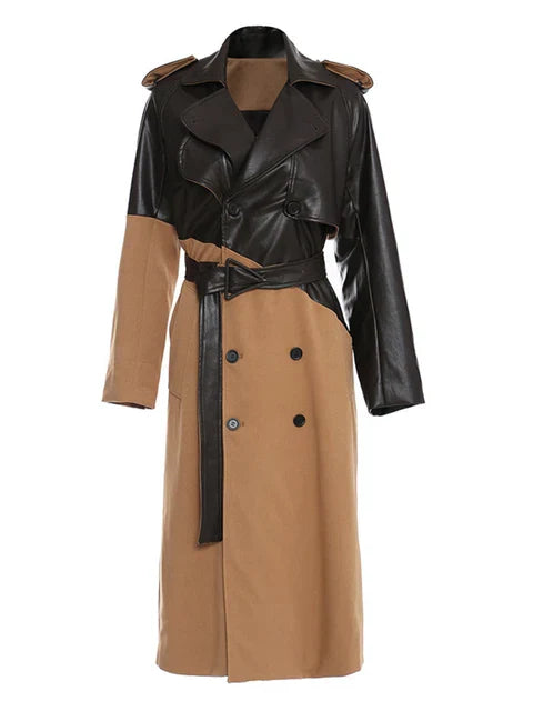 Leather Trench Coat Brown