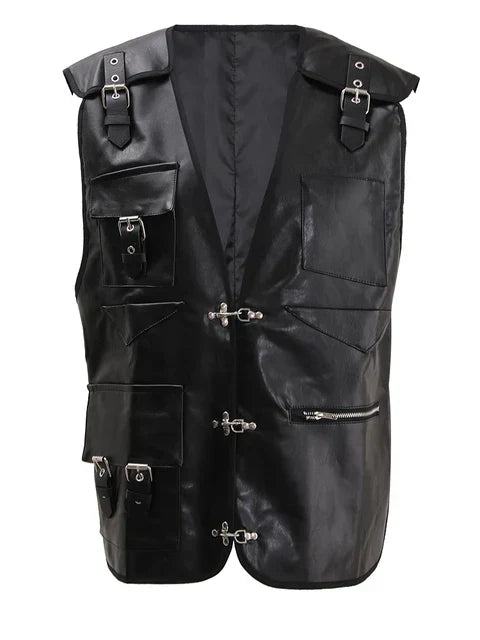 Gothic Leather Vest Black