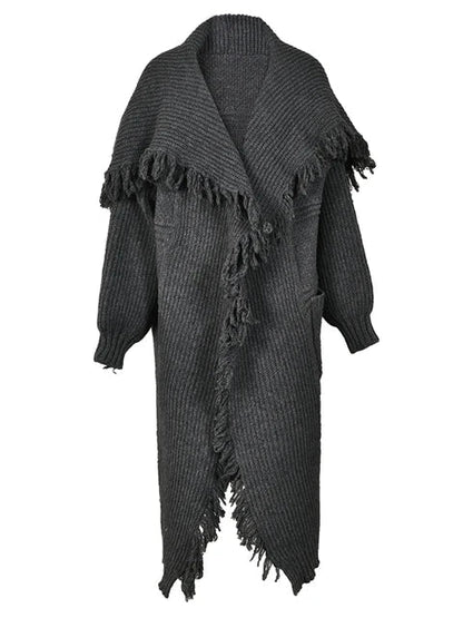 Long Knitted Cardigan Gray