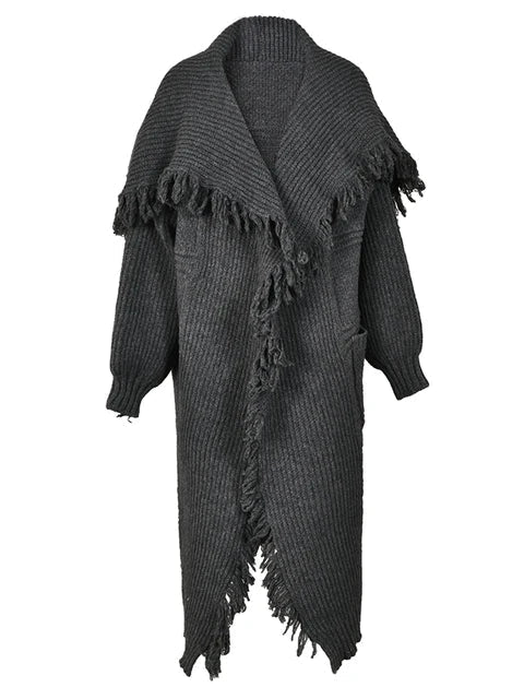 Long Knitted Cardigan Gray
