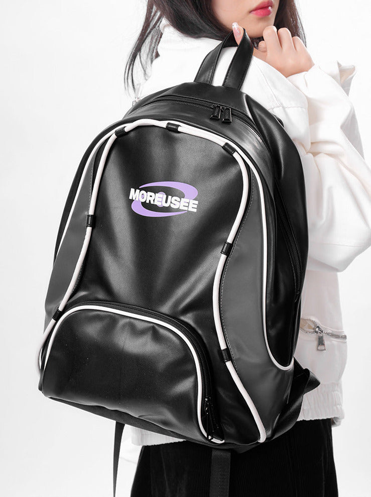 Piping Stitch Leather Pc Backpack