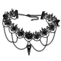 Victorian Gothic Lace Choker With Bird Skull Pendant