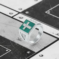 Viking Celtic Knot Gem Cross Stainless Steel Nordic Ring