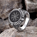 Viking Helm of Awe Stainless Steel Skull Ring