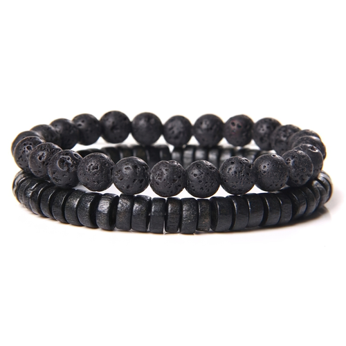 Beaded Bracelet for and / Jewelry of Black Stone