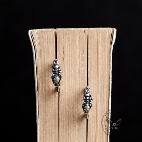 Ant Climbing a Tree Sterling Silver Earrings