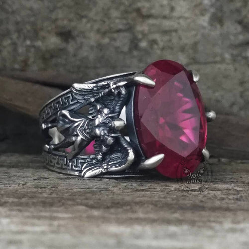 Archangel Michael Wings Gem Sterling Silver Ring