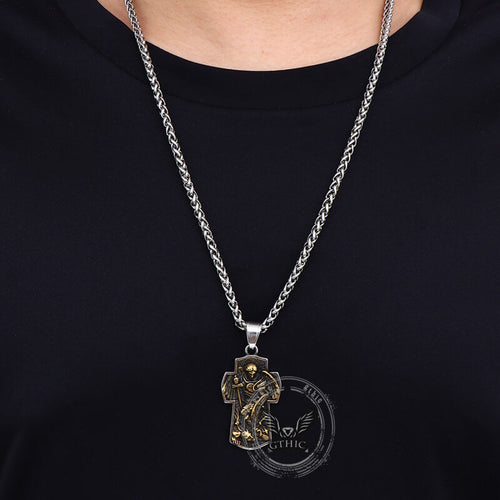 Archangel Saint Michael Cross Stainless Steel Pendant