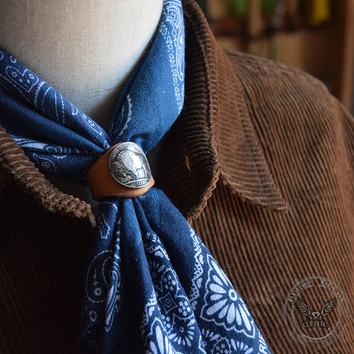 Buffalo Nickel Leather Scarf Ring