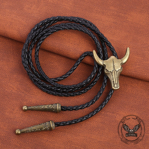 Bull Skull Western Cowboy Alloy Bolo Tie