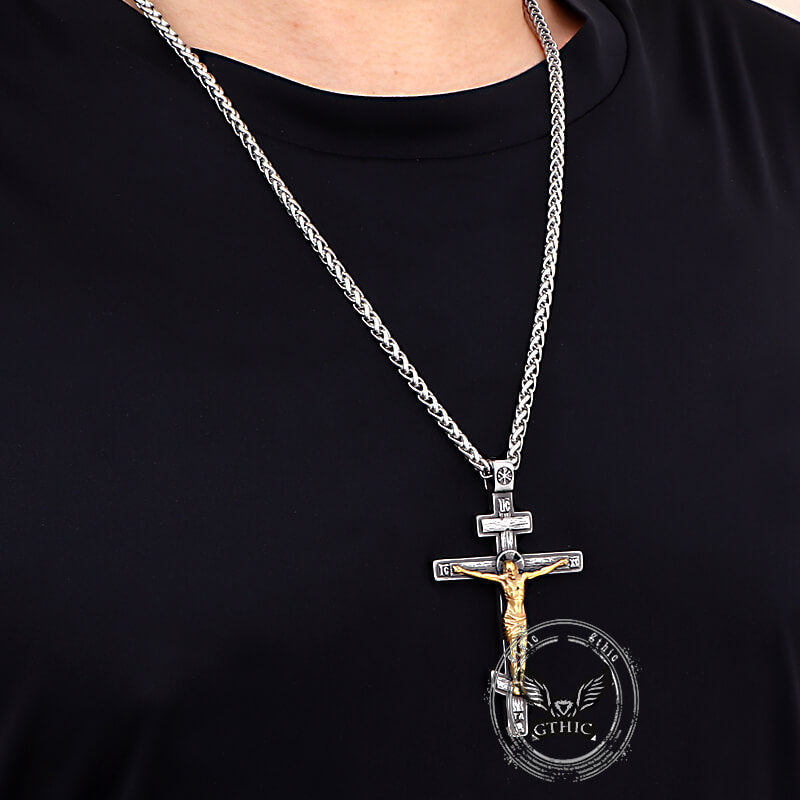 Crucifixion of Jesus Stainless Steel Cross Pendant