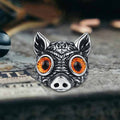 Devil Eye Gem Piglet Stainless Steel Ring