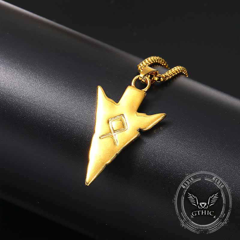Odin Triangle Rune Stainless Steel Arrow Pendant