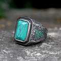 Turquoise Inlaid Stainless Steel Ring