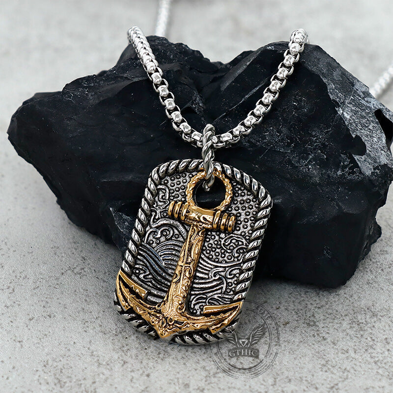 Wave Anchor Stainless Steel Pendant