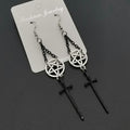 Witch's Rites Earrings With Pentagram Pendant / Gothic Darkly the Sacred Black Sword