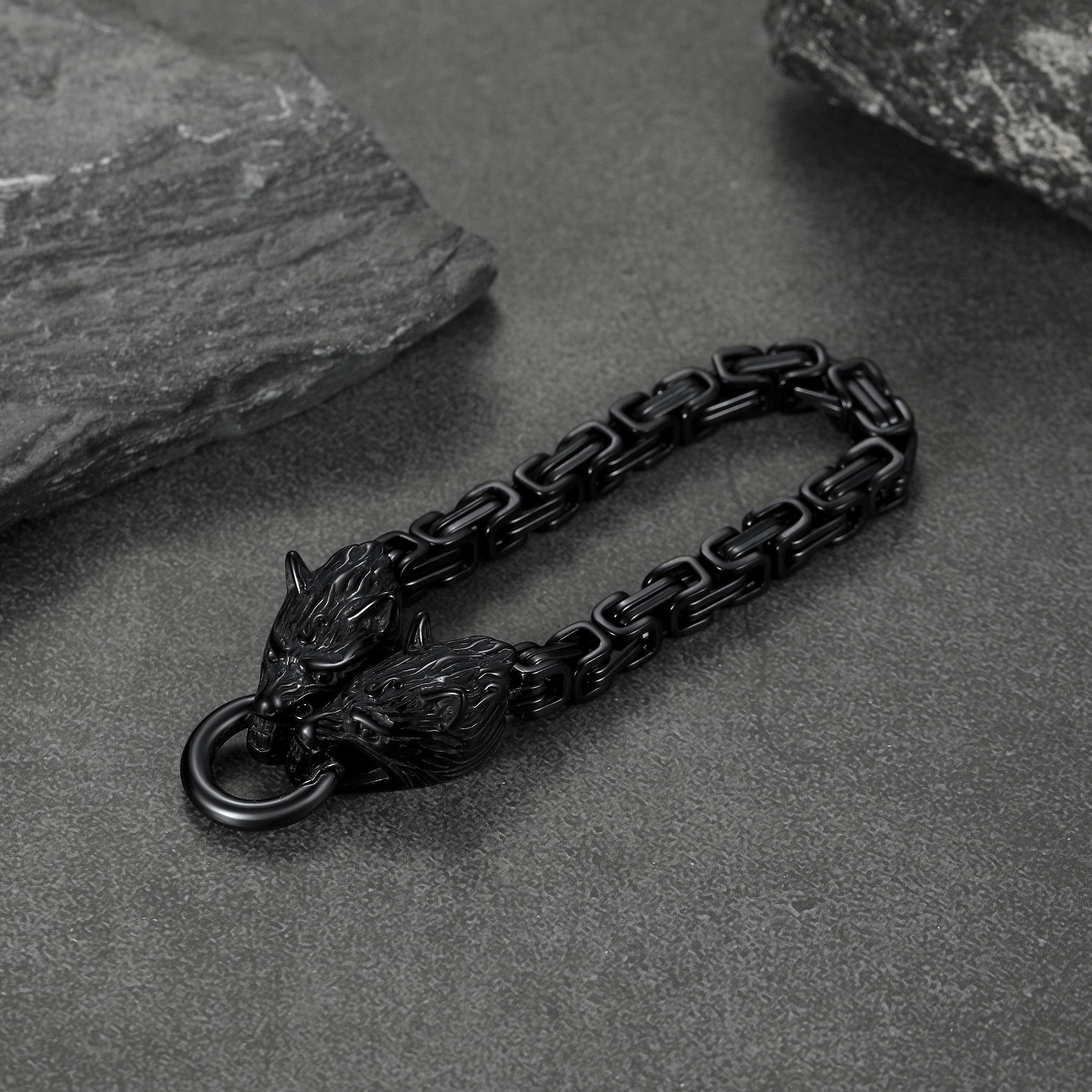 Viking Wolf Head Chain Bracelet Cuff Bangle Gift for