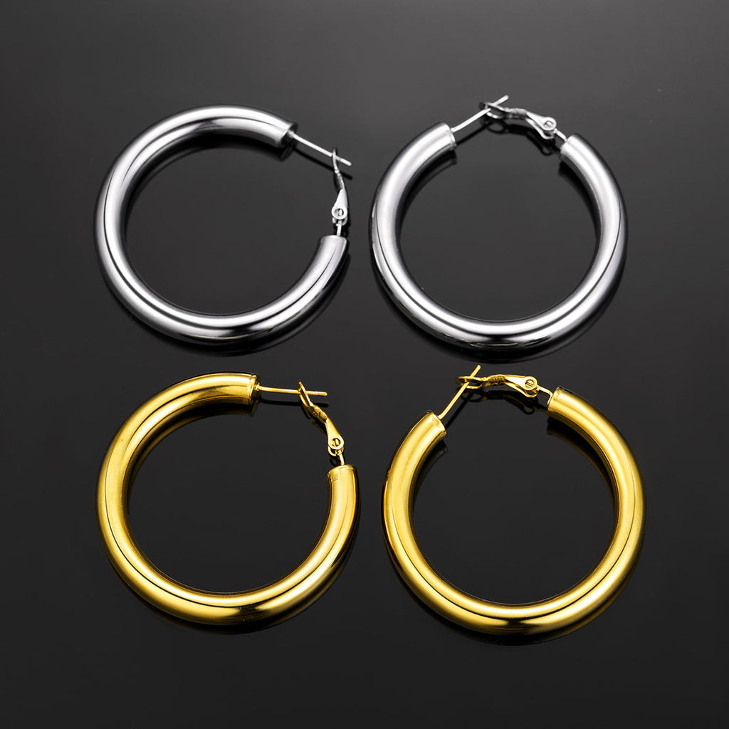 Chunky 5mm Hoop Earrings With Lobster Clasp for